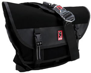 Chrome messenger bag similar to that carried by suspect