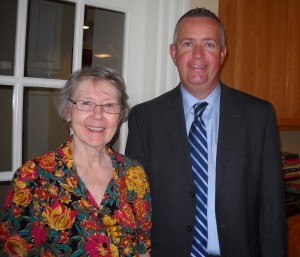 Representative Ed Coppinger with Trish Manley, a Goddard House in Brookline resident
